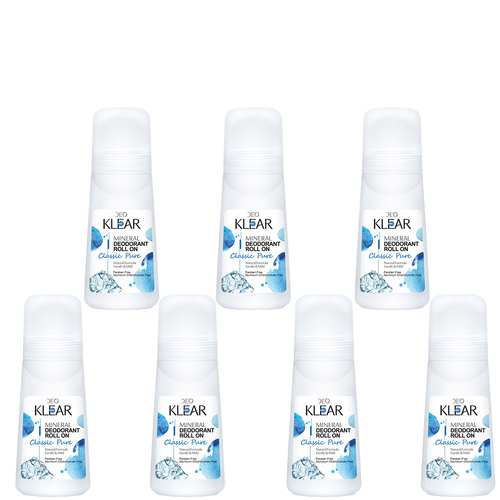 Deoklear Mineral Deodorant Classic Pure Roll On 100ml Pack of 7 Paraben Free