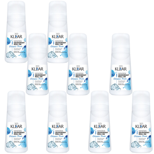 Deoklear Mineral Deodorant Classic Pure Roll On 100ml Pack of 9 Paraben Free