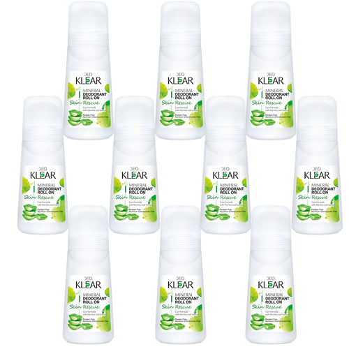 Deoklear Skin Rescue Aloe Vera Mineral Deodorant Roll On 100ml Pack of 10