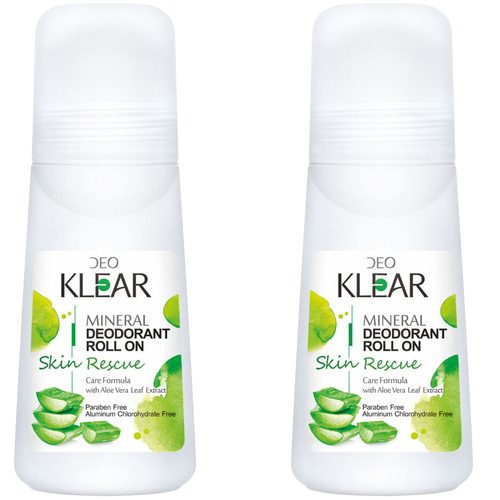 Deoklear Mineral Deodorant Skin Rescue Aloe Vera Roll On 100ml Pack of 2