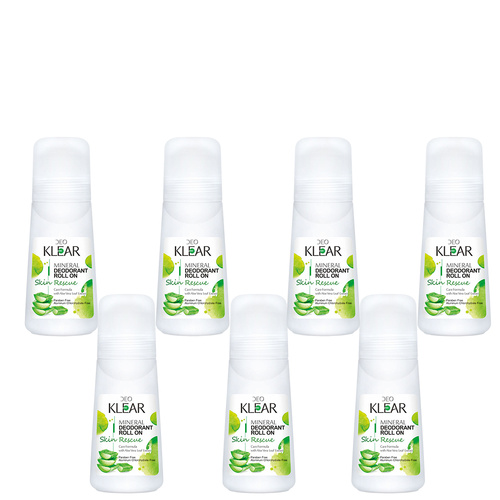 Deoklear Mineral Deodorant Skin Rescue Aloe Vera Roll On 100ml Pack of 7