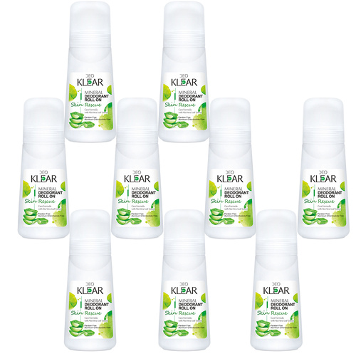Deoklear Mineral Deodorant Skin Rescue Aloe Vera Roll On 100ml Pack of 9