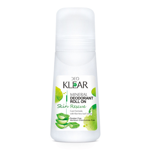 Deoklear Mineral Deodorant Skin Rescue Aloe Vera Roll On 100ml Gentle Non Sticky