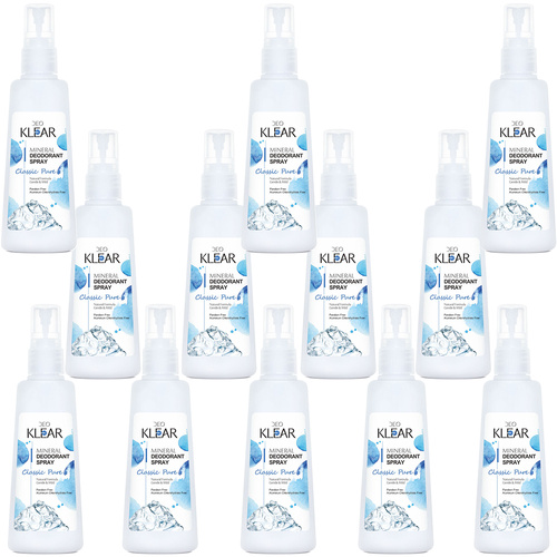 Deoklear Mineral Deo Classic Pure Spray 100ml Alcohol Aluminium Free 12 Pack