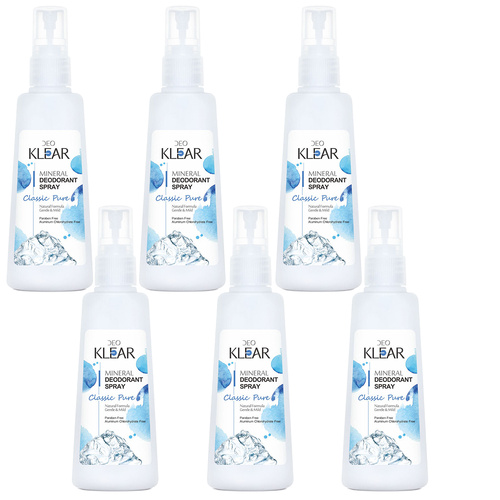 Deoklear Mineral Deodorant Classic 100ml Aluminium Free Alcohol Free 6 Pack