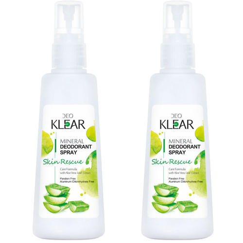 Deoklear Skin Rescue Aloe Vera Mineral Deodorant Spray 2 x 100ml Aluminium Free