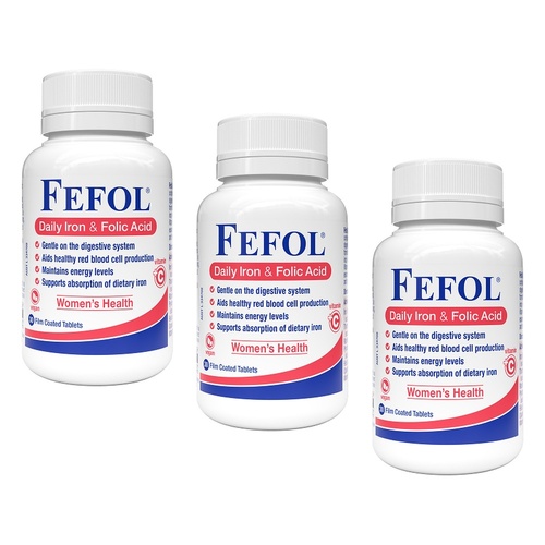 Fefol Daily Iron & Folic Acid 30 Tablets Pack of 3