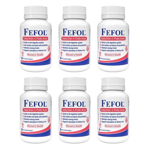 Fefol Daily Iron & Folic Acid 30 Tablets Pack of 6