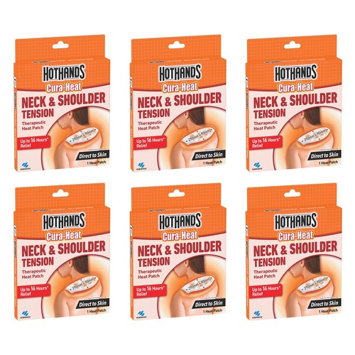 Hot Hands Cura-Heat Neck & Shoulder Pack x 6 Bundle of 6