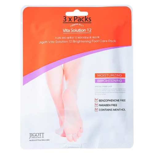 Jigott Vita Solution 12 Brightening Foot Care Pack Moisturizing Socks x 3