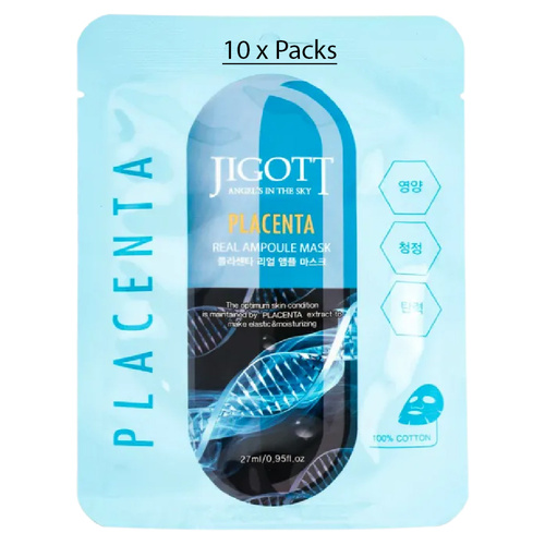 Jigott Plant Extract Ampoule Sheet Mask 27ml Korean Cotton Face Mask x 10