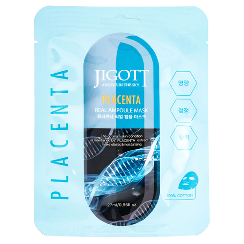 Jigott Korean Sheet Face Mask Plant Placenta 27ml 100% Cotton Ampoule Mask
