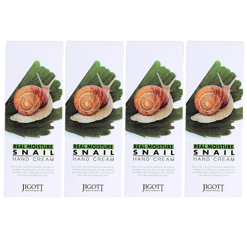 Jigott Real Moisture Snail Hand Cream 100ml Pack of 4 Hydrating Repair