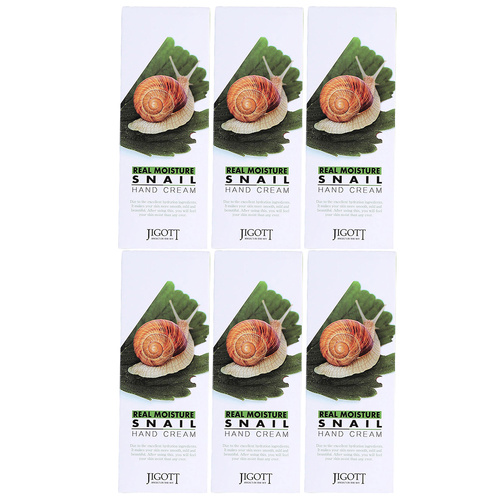 Jigott Real Moisture Snail Hand Cream 100ml Pack of 6 Hydrating Repair
