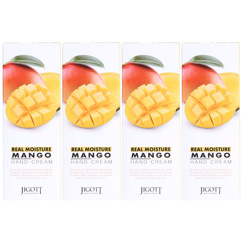 Jigott Real Moisture Mango Hand Cream 100ml Pack of 4 Nourishing Hydration