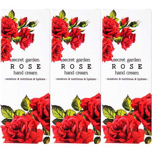 Jigott Secret Garden Rose Hand Cream 3 Pack 100ml Moisturising Care