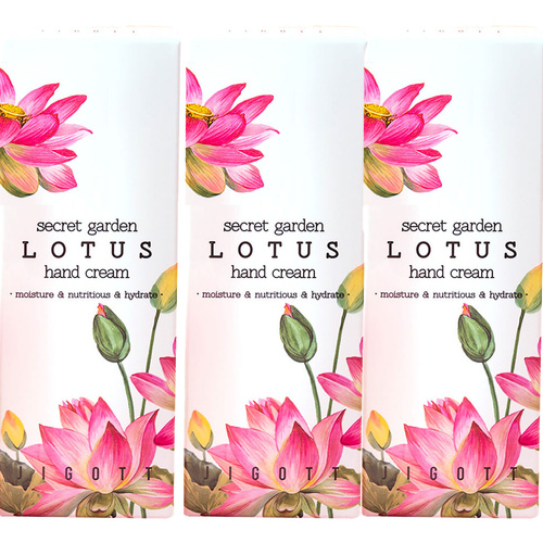 Jigott Secret Garden Lotus Hand Cream 3 Pack 100ml Moisturising Care