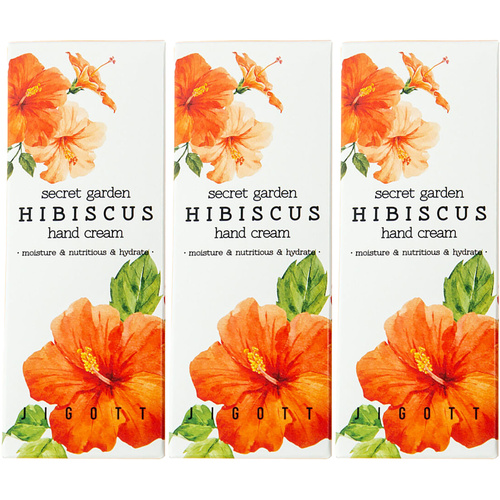 Jigott Secret Garden Hibiscus Hand Cream 3 Pack 100ml Nourishing Moisturiser