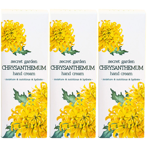 Jigott Secret Garden Chrysanthemum Hand Cream 3 Pack 100ml Moisturising