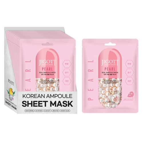 JIGOTT Pearl Korean Sheet Face Mask 27ml 12 Pack