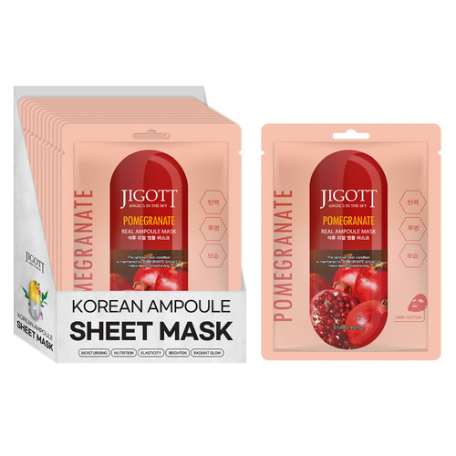 Jigott Pomegranate Sheet Face Mask 27ml Pack of 12