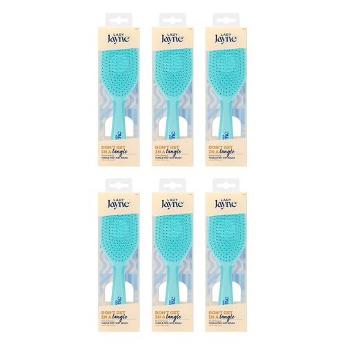 Lady Jayne Tangle Pro Wet Detangling Brush Baby Blue, Lilac and Pink Pack of 6