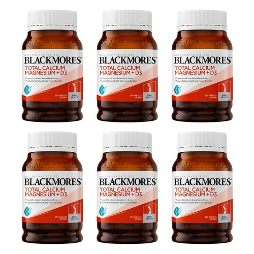 Blackmores Total Calcium Magnesium + D3 200 Tablets Pack of 6