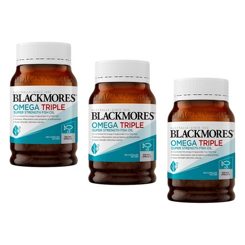 Blackmores Omega Triple Super Strength Fish Oil 150 Capsules Pack of 3
