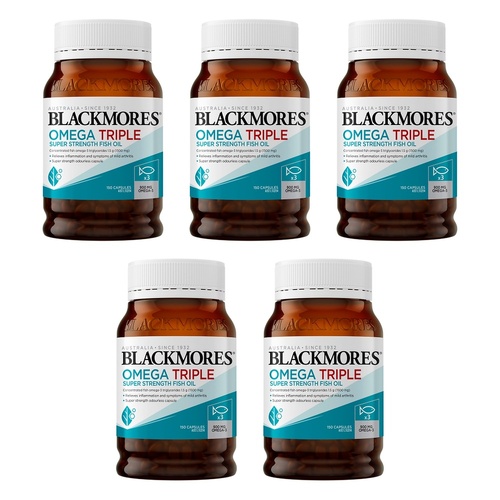 Blackmores Omega Triple Super Strength Fish Oil 150 Capsules Pack of 5