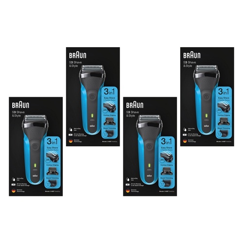 Braun S3 Shave & Style Electric Shaver Pack of 4