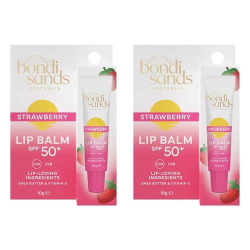 Bondi Sands Strawberry Lip Balm SPF50+ 10g x 6 Bundle of 2