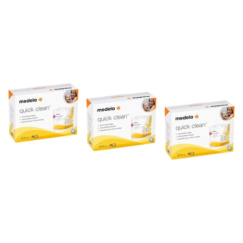 Medela Quick Clean Microwave Bags 5 Pack Bundle of 3