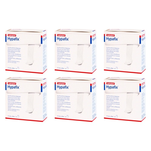 Hypafix Elastic Adhesive Fixation Tape 2.5cm x 10m Pack of 6