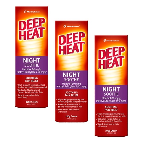 Deep Heat Night Soothe Pain Relief Cream 100g Pack of 3