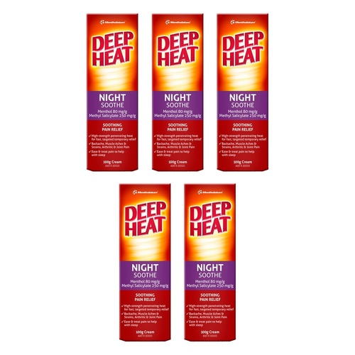 Deep Heat Night Soothe Pain Relief Cream 100g Pack of 5
