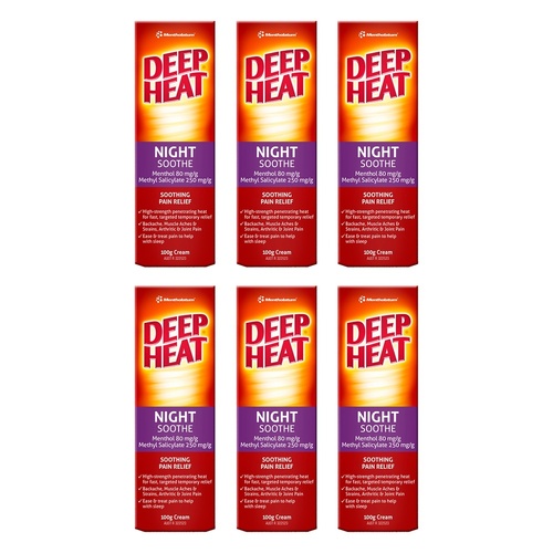 Deep Heat Night Soothe Pain Relief Cream 100g Pack of 6