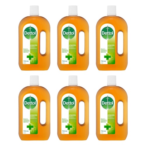 Dettol Antiseptic Antibacterial Disinfectant Liquid 750mL Pack of 6