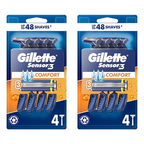 Gillette Sensor3 Comfort Disposable Razors 4 Pack Bundle of 2
