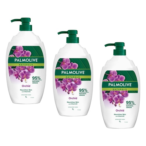 Palmolive Naturals Body Wash Milk & Orchid Shower Gel 1L x 3 Bundle of 3
