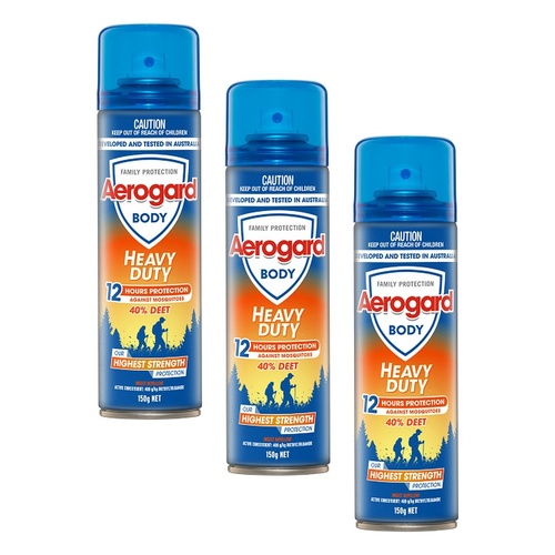 Aerogard Heavy Duty 40% DEET Insect Repellent Aerosol 150g Pack of 3