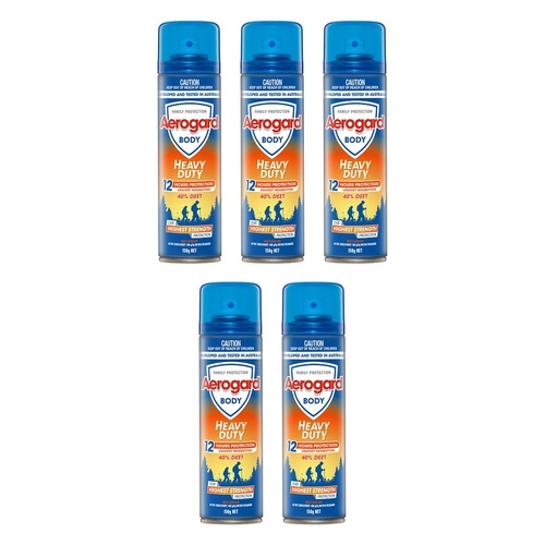 Aerogard Heavy Duty 40% DEET Insect Repellent Aerosol 150g Pack of 5