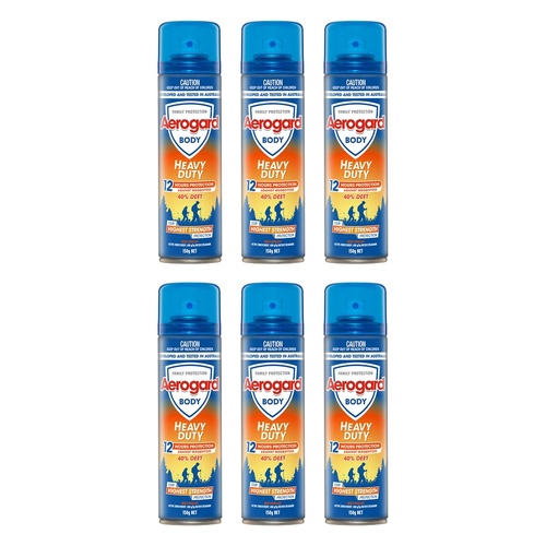 Aerogard Heavy Duty 40% DEET Insect Repellent Aerosol 150g Pack of 6