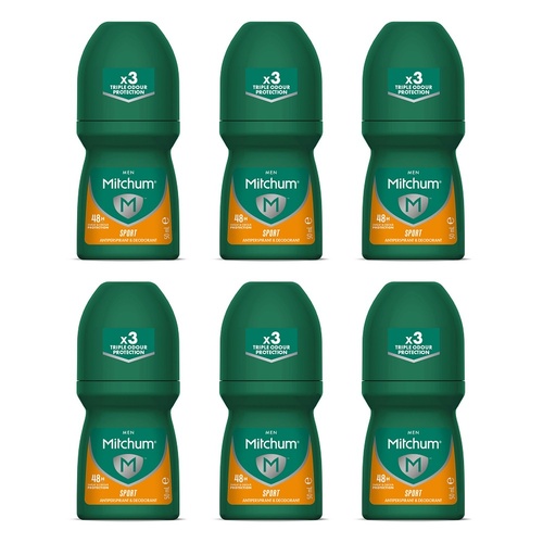 Mitchum Men Antiperspirant Roll-On Deodorant Sport 50mL Pack of 6