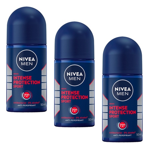 Nivea Men Intense Protection Sport Anti-Perspirant Roll-On 50mL Pack of 3