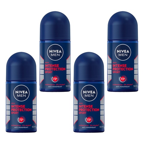 Nivea Men Intense Protection Sport Anti-Perspirant Roll-On 50mL Pack of 4