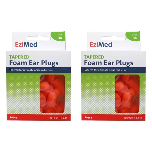 Ezy Dose Tapered Foam Ear Plugs 10 Pair + Case, 10 Pack x 6 Bundle of 2