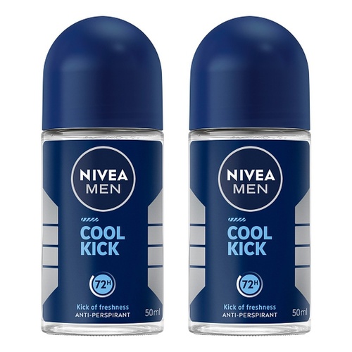 Nivea Men Cool Kick 72H Anti-Perspirant Roll-On 50mL Pack of 2