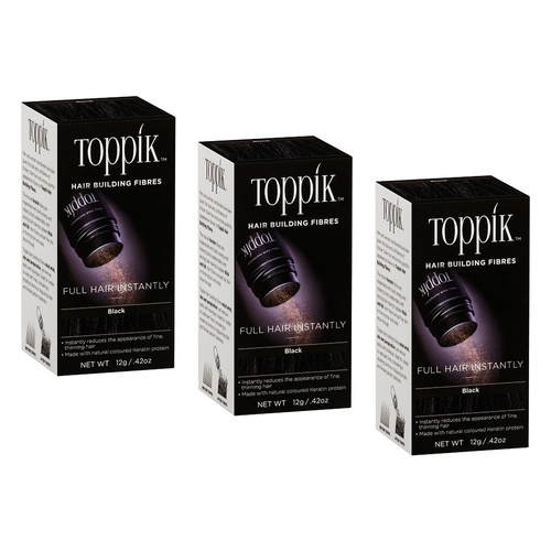 Toppik Hair Building Fibres Black 12g Pack of 3