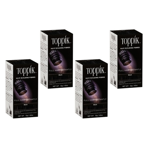 Toppik Hair Building Fibres Black 12g Pack of 4