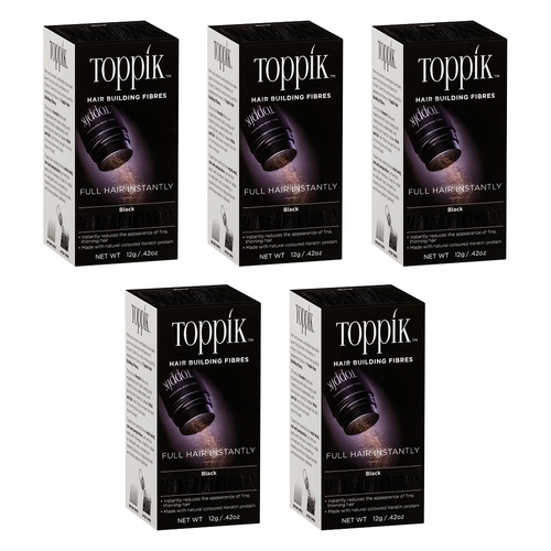 Toppik Hair Building Fibres Black 12g Pack of 5